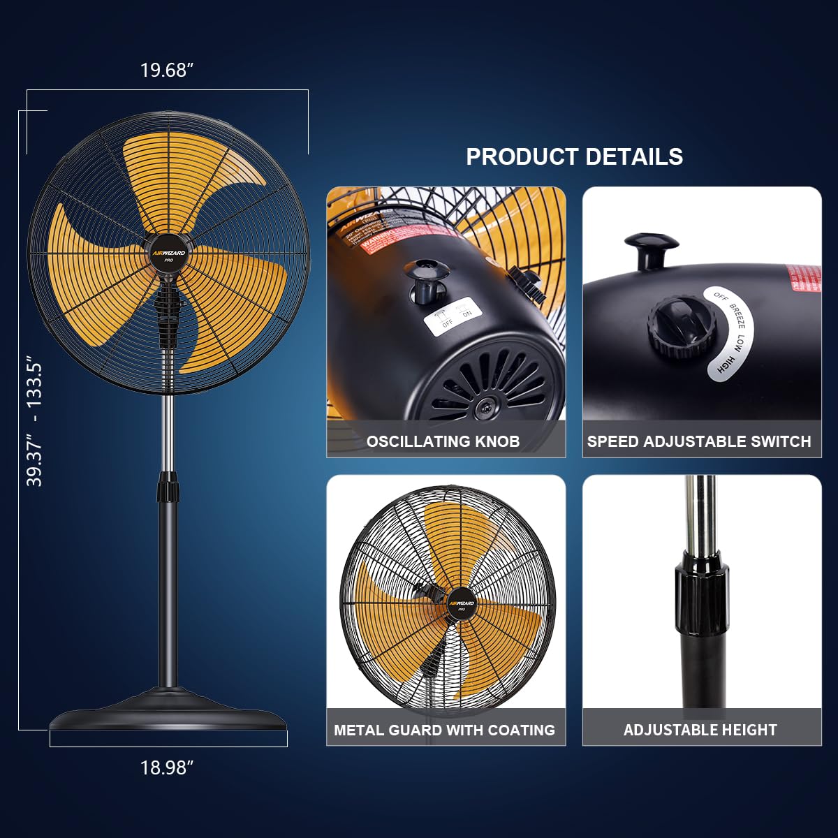 18 inch Oscillating High Velocity Pedestal Fan Y622