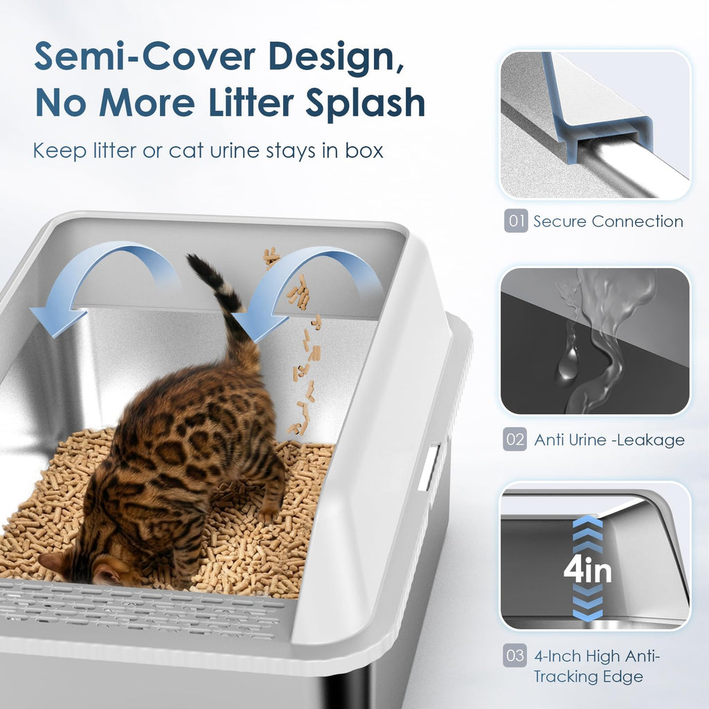 Enclosed Stainless Steel Sifting Litter Box E44171