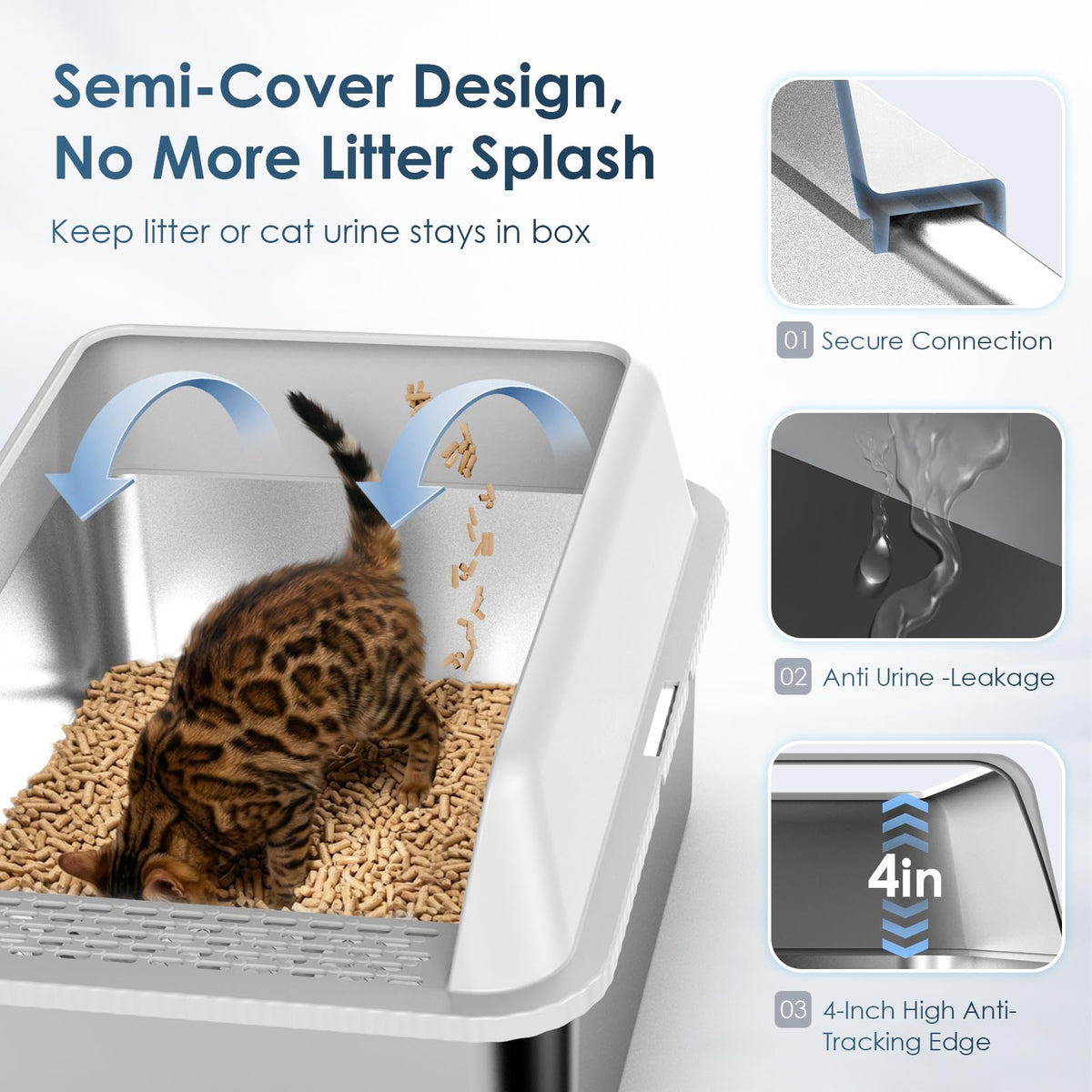Enclosed Stainless Steel Sifting Litter Box E44171