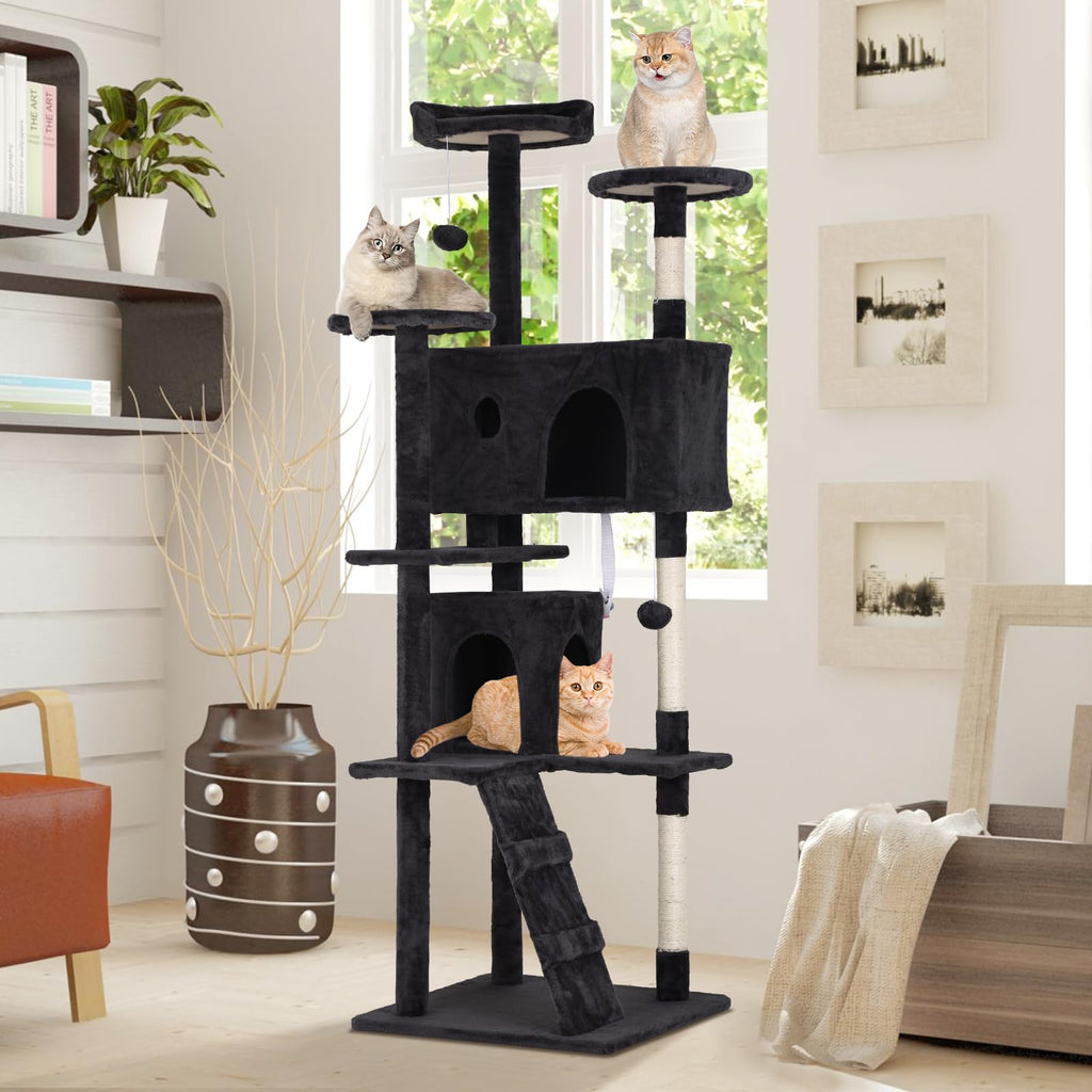 Dark Grey Multi-Level Cat Tree with Scratching Post Q3220