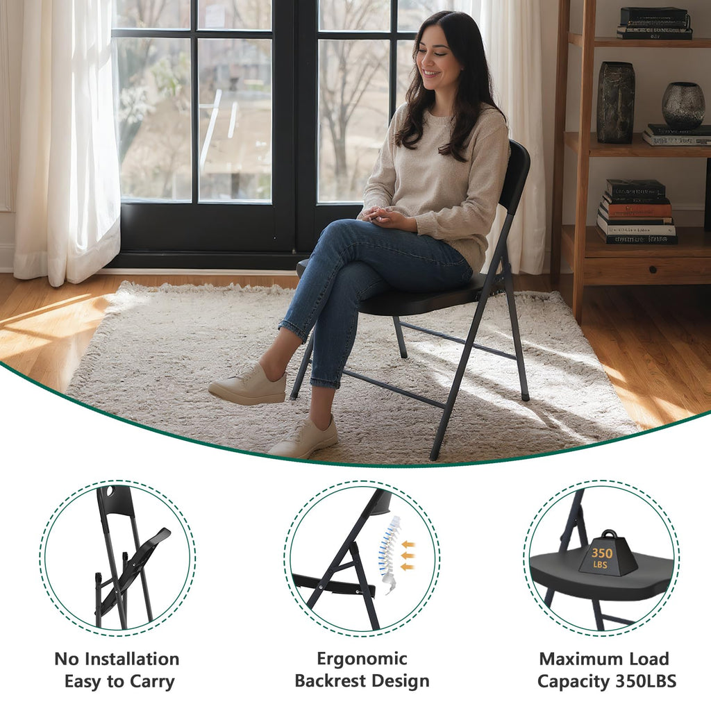 Black 10 Pack Plastic Folding Chair with Steel Frame F646017