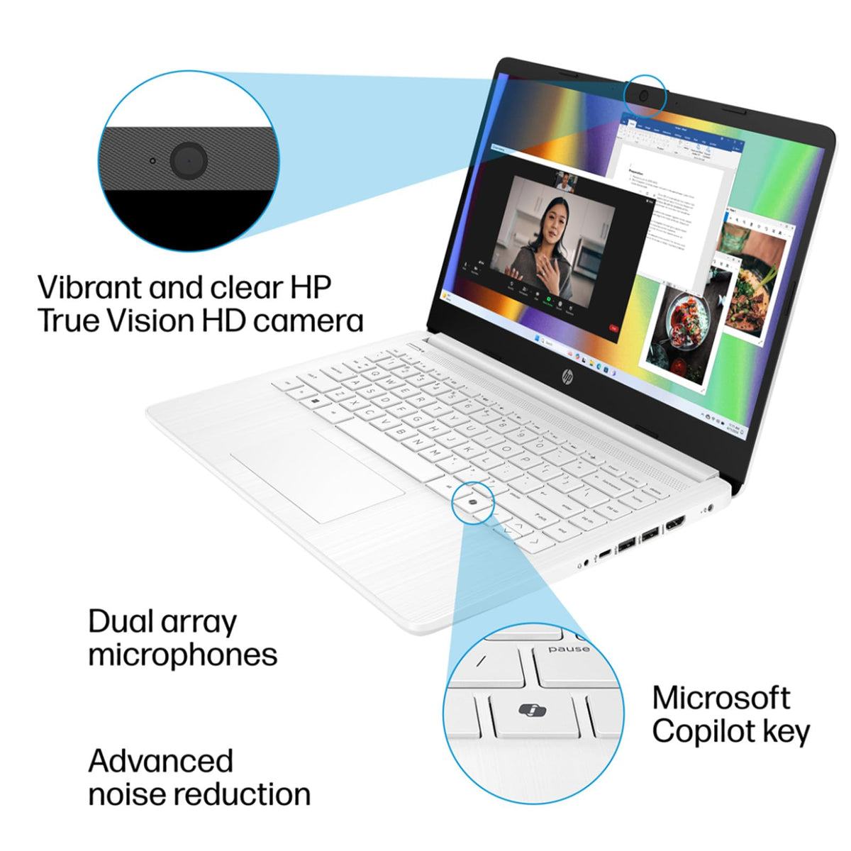 14 Inch Laptop, Intel Celeron N4500, 4GB RAM, 128GB Storage, Windows 11 S, Snowflake White B2668