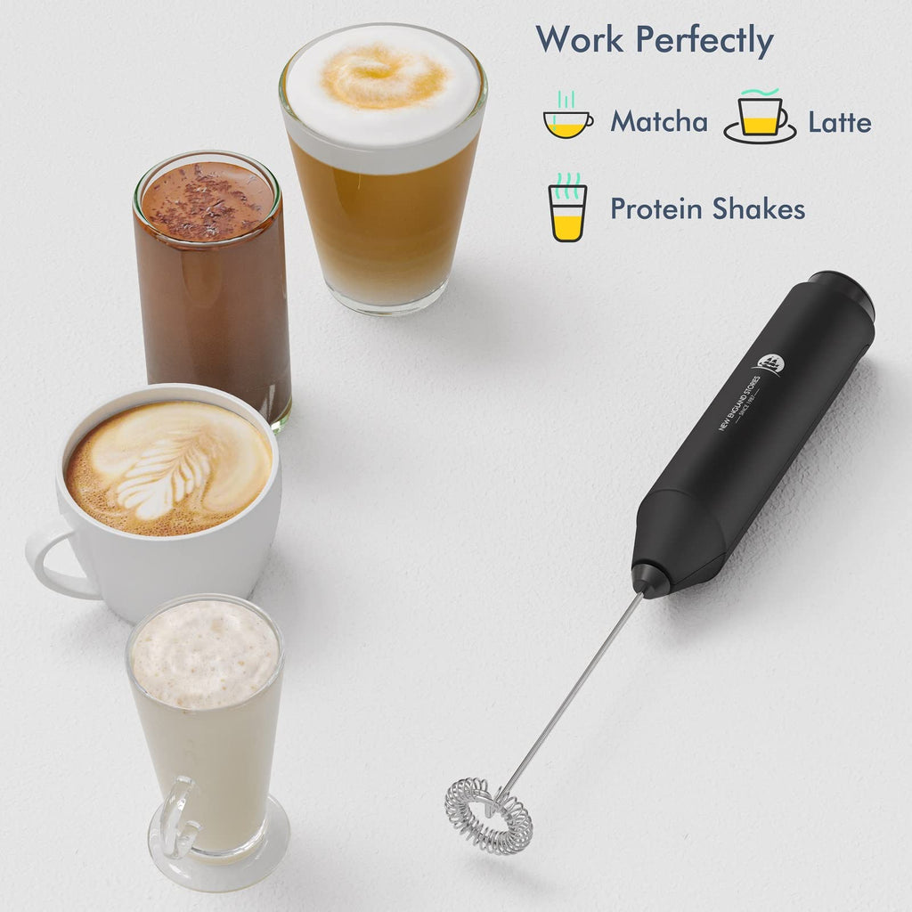 Black Handheld Milk Frother with Stand I850521