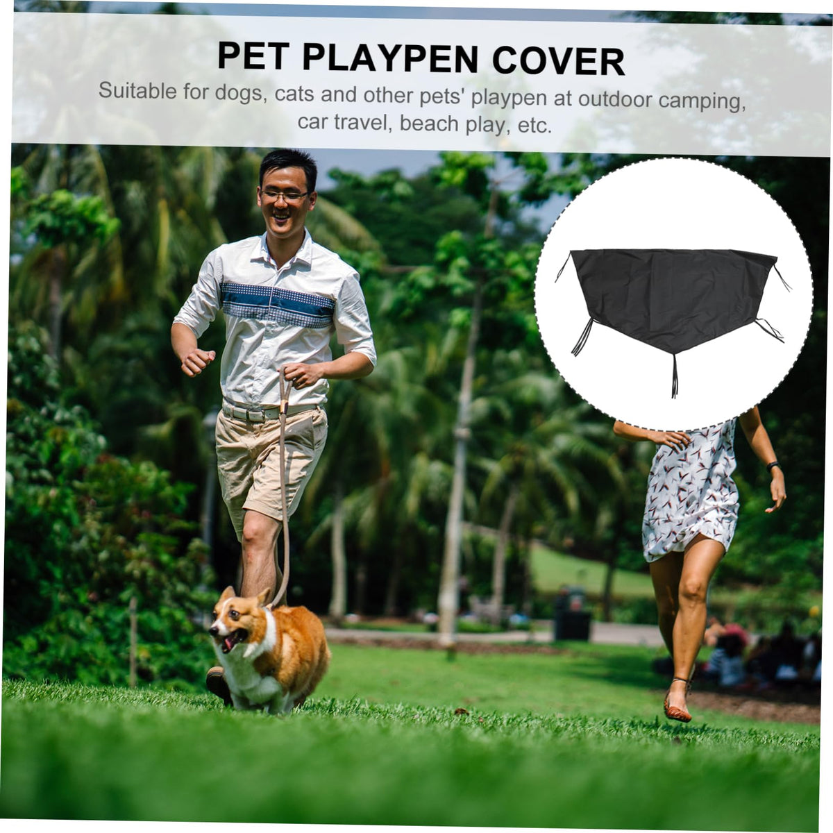 Sunproof Waterproof Dog Playpen Roof Cover Black I3648