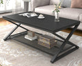 Black 2 Tier Wood Coffee Table with Storage Q46522