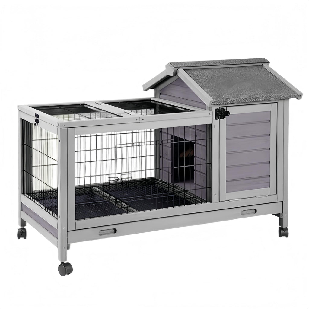 Wooden Rabbit Hutch with Removable Wire Netting and Leak Proof Tray P3482