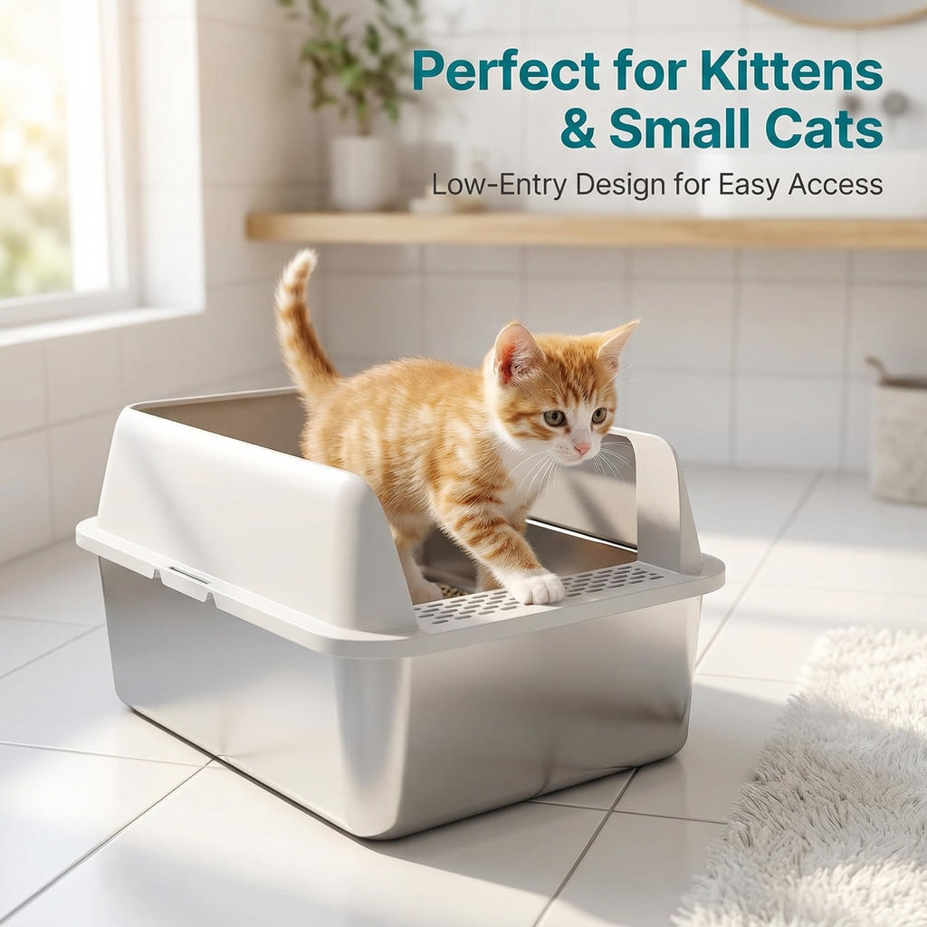 Enclosed Stainless Steel Sifting Litter Box E44171