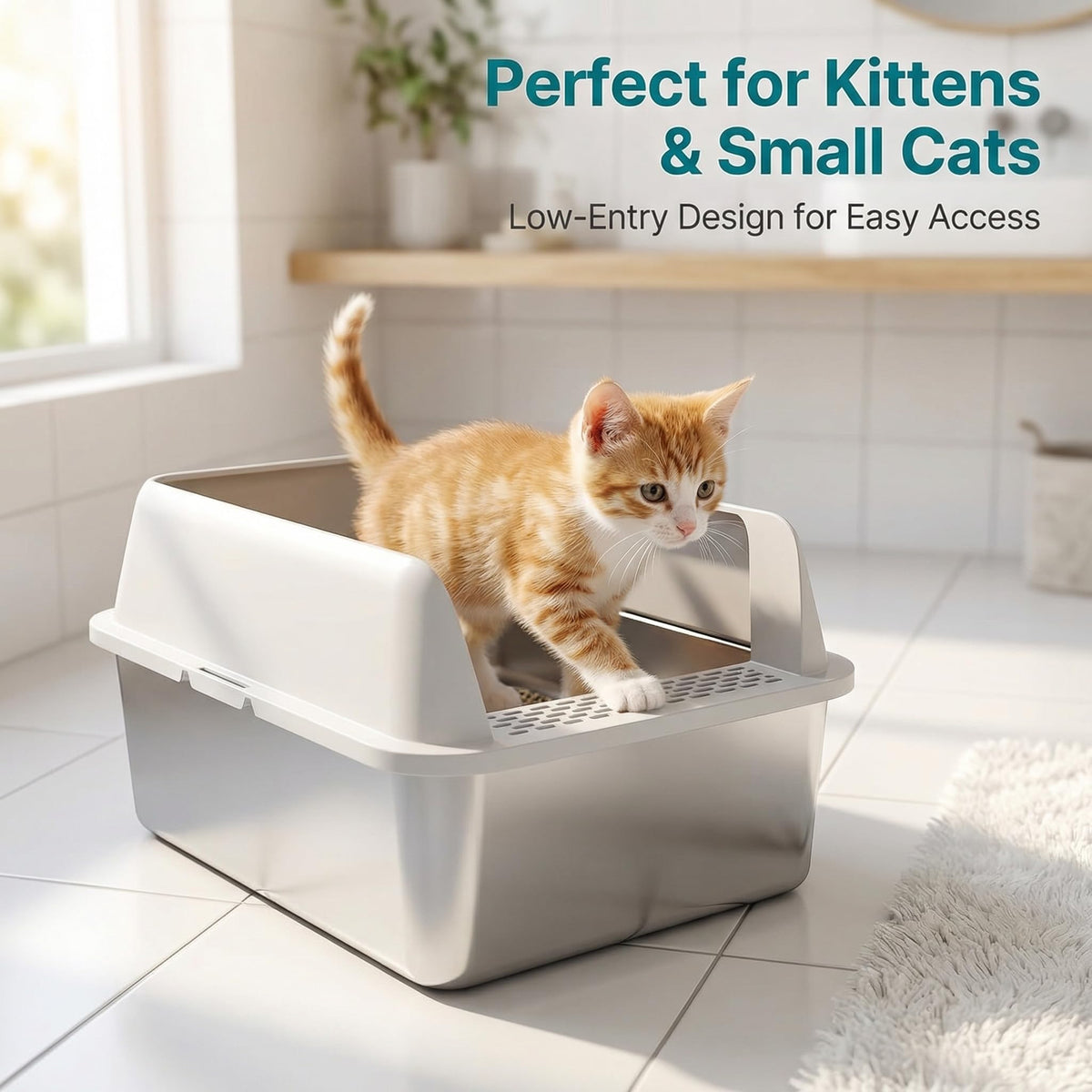 Enclosed Stainless Steel Sifting Litter Box E44171
