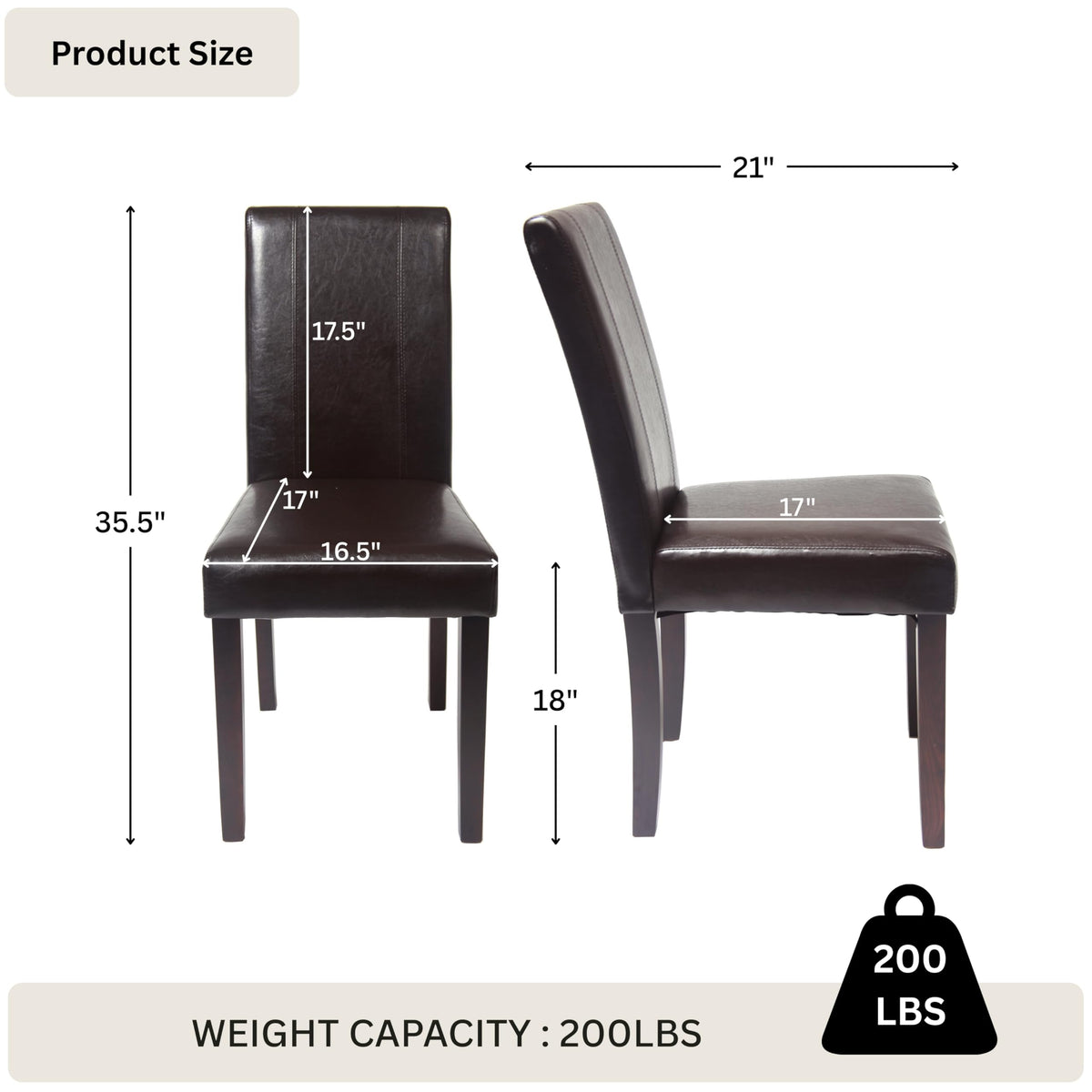 Black Leatherette Parson Chair Set of 2 A5799