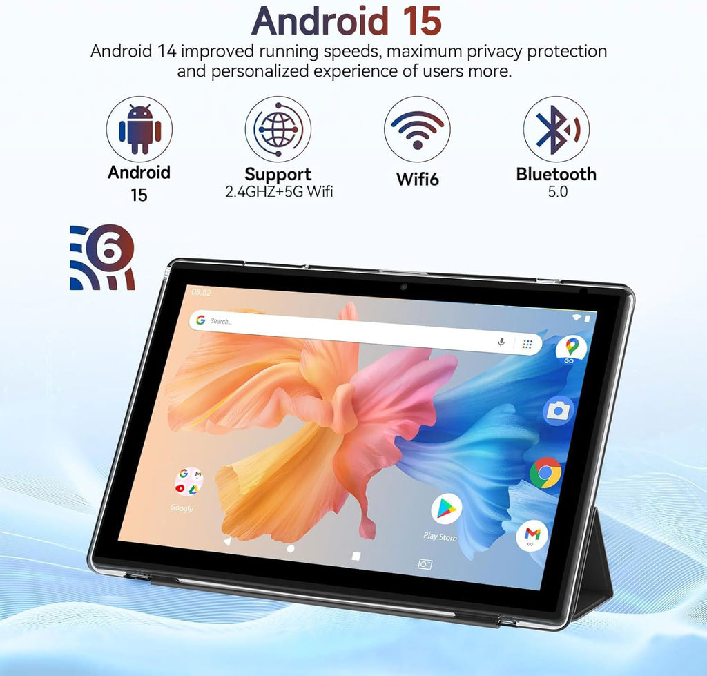 Android 15 Tablet 10 Inch 12GB RAM 64GB ROM 2 in 1 with Keyboard Case Mouse Stylus L867
