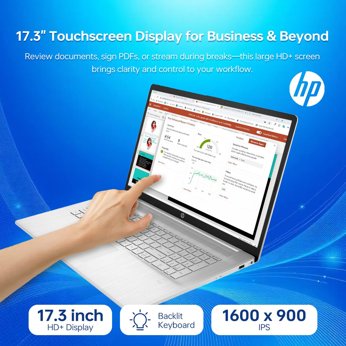 17.3" HD+ Touchscreen Laptop, Intel Core i7, 16GB RAM, 512GB SSD, Silver I738