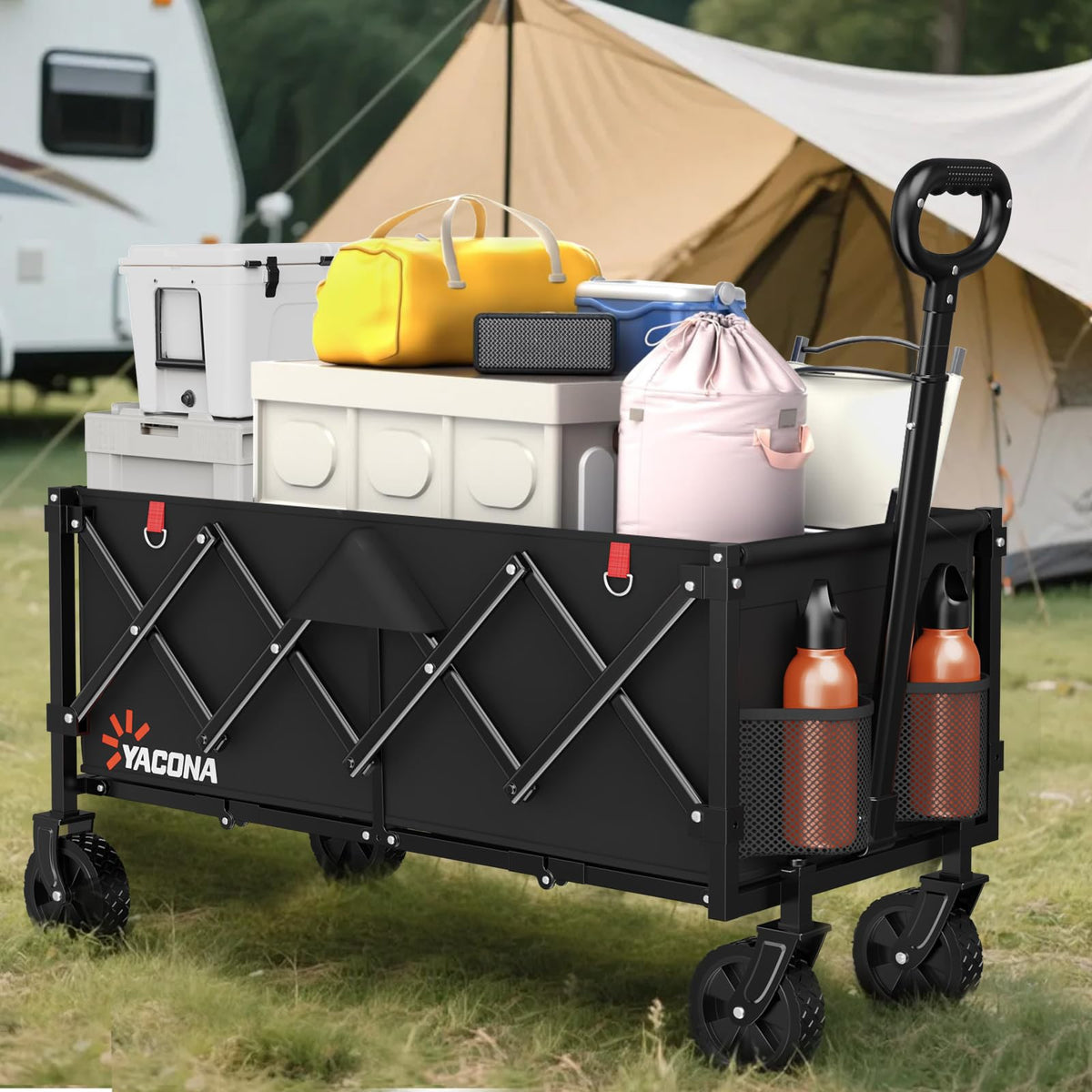 35" Extra Long Foldable Wagon Cart with Wheels O20417