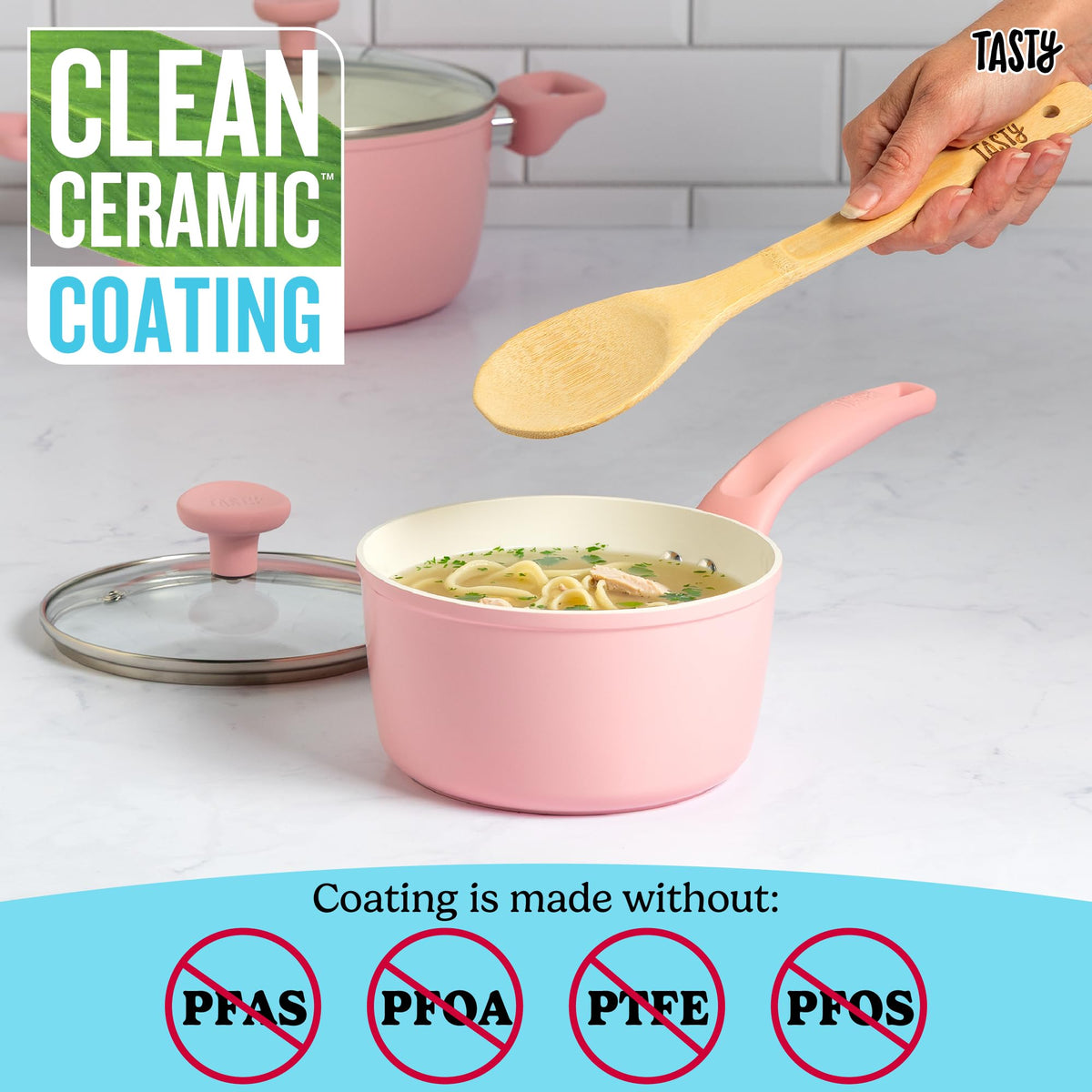 12 Piece Pink Nonstick Ceramic Cookware Set J6869