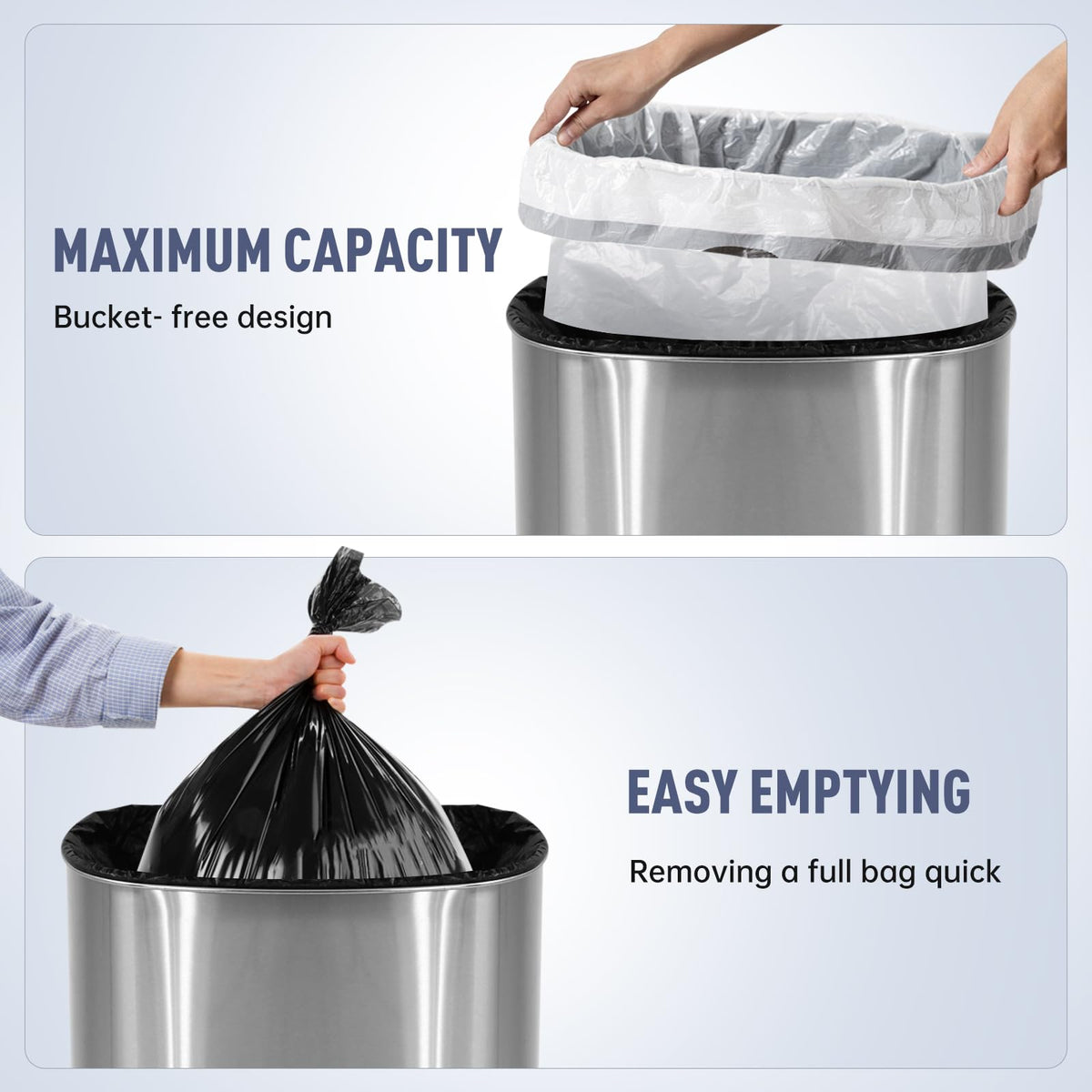 13 Gallon Touch-Free Motion Sensor Stainless-Steel Trash Can E95520