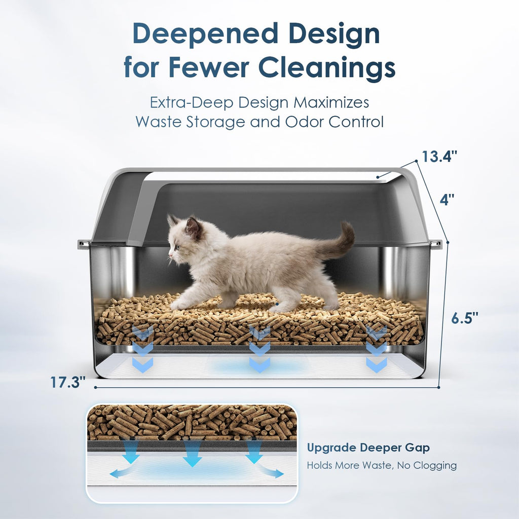 Enclosed Stainless Steel Sifting Litter Box E44171