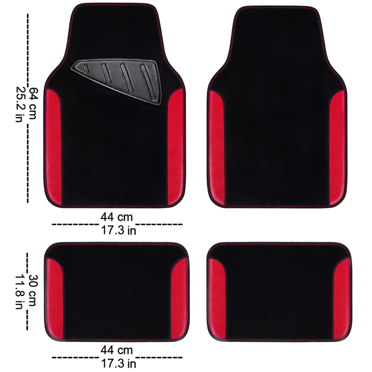 3D Air Mesh Car Seat Covers Full Sets with 4Pcs Floor Mats and Steering Wheel Cover Black Red I6812