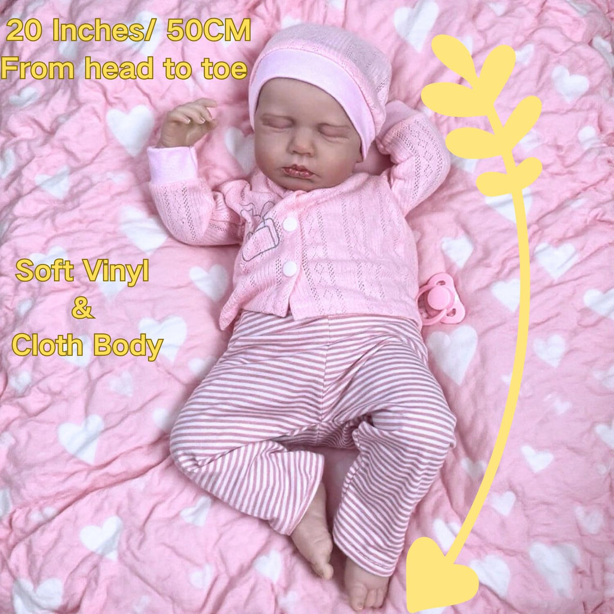 20 inch Soft Vinyl and Cloth Body Reborn Baby Dolls P947