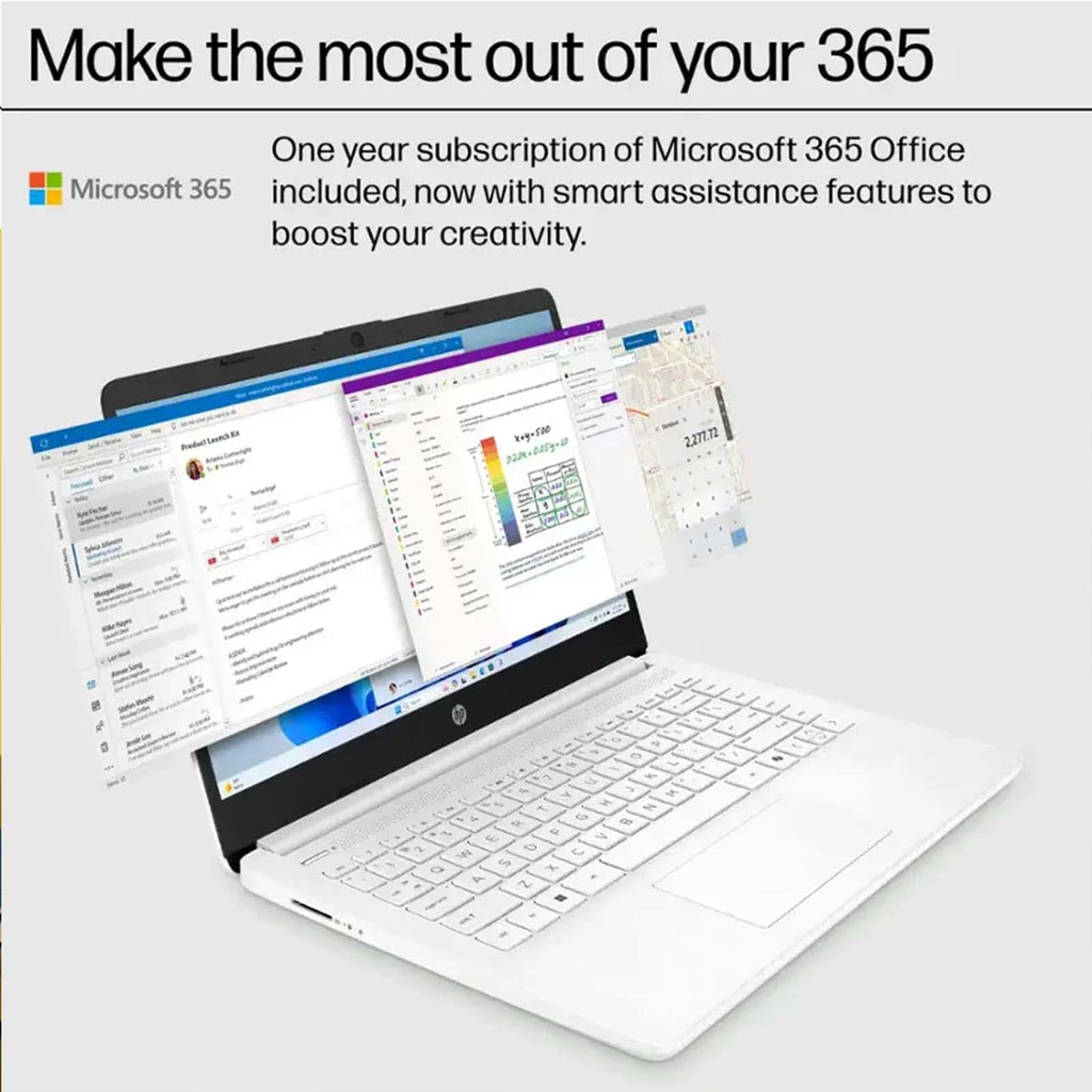 14 Inch Laptop, Intel Celeron N4500, 4GB RAM, 128GB Storage, Windows 11 S, Snowflake White B2668