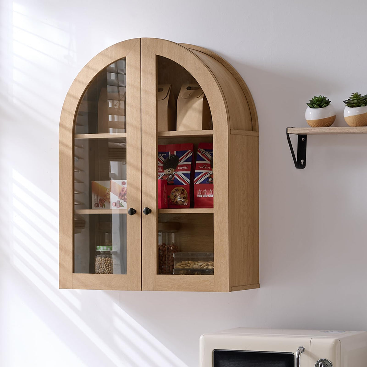 Arched Wall Mount Bathroom Cabinet with Glass Doors K140
