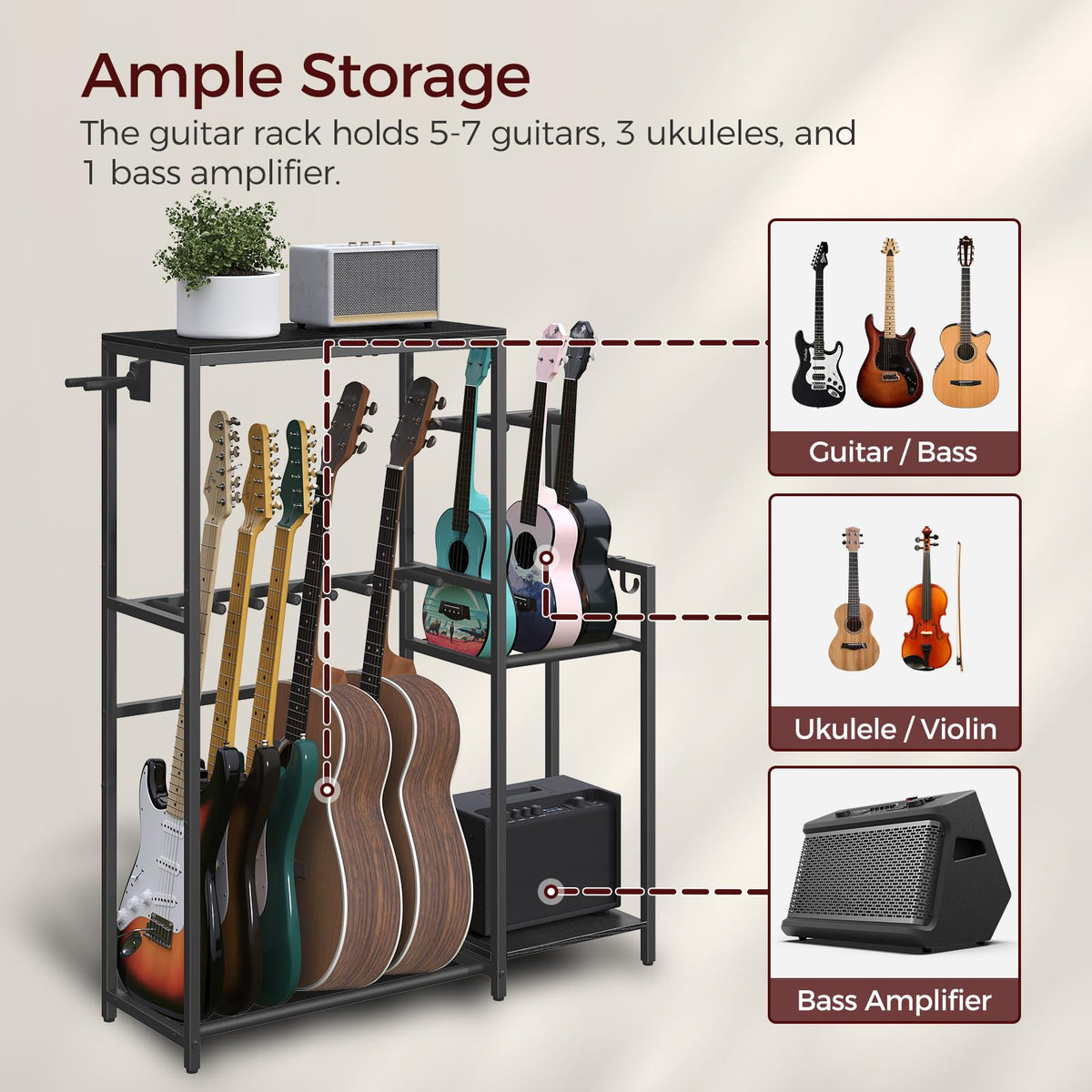 Guitar Stand, Multi-Guitar Rack, AMP Stand, Record Rack M752270