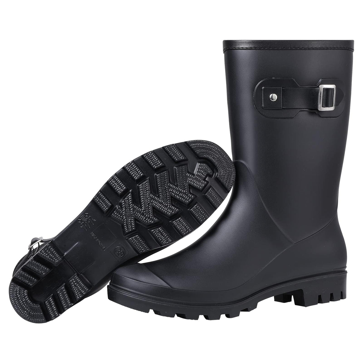Mid Calf Waterproof Rain Boots with Buckle D3139