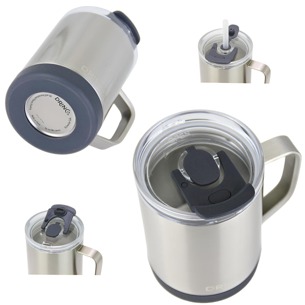 16 oz Black Vacuum Insulated Stainless Steel Travel Mug with Lid V569667