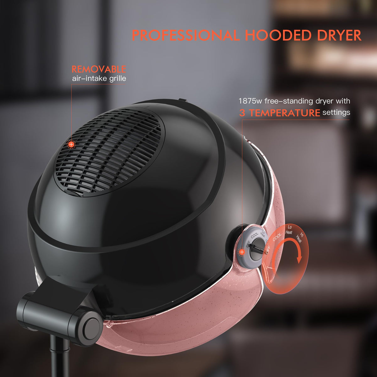 1875W Pink Hooded Hair Dryer F62305