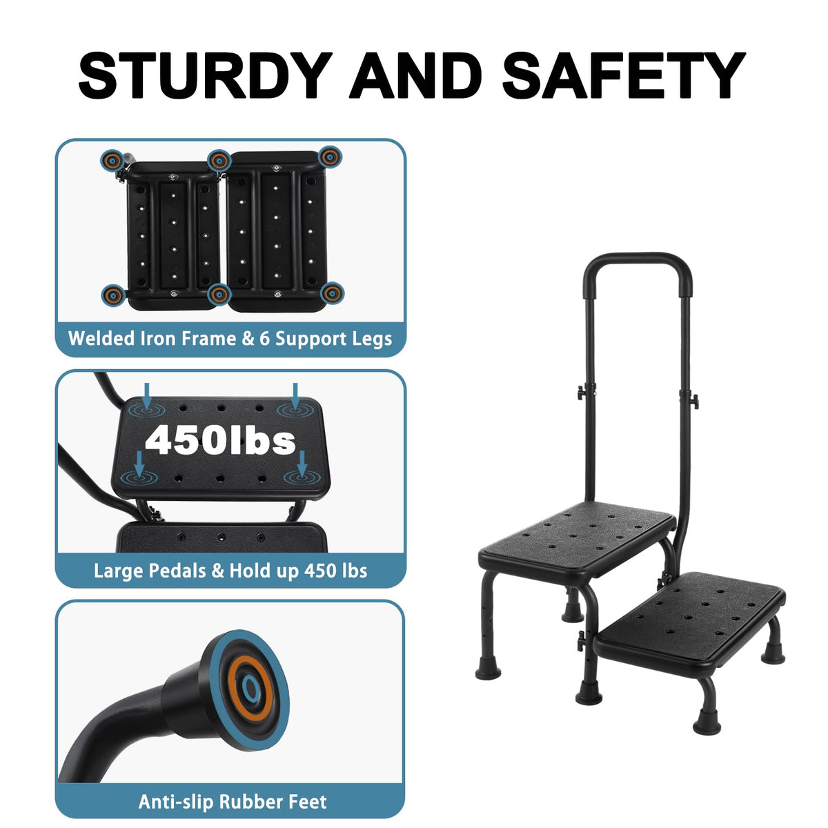 2 Step Stool with Handle and Non-Slip Platform E4553
