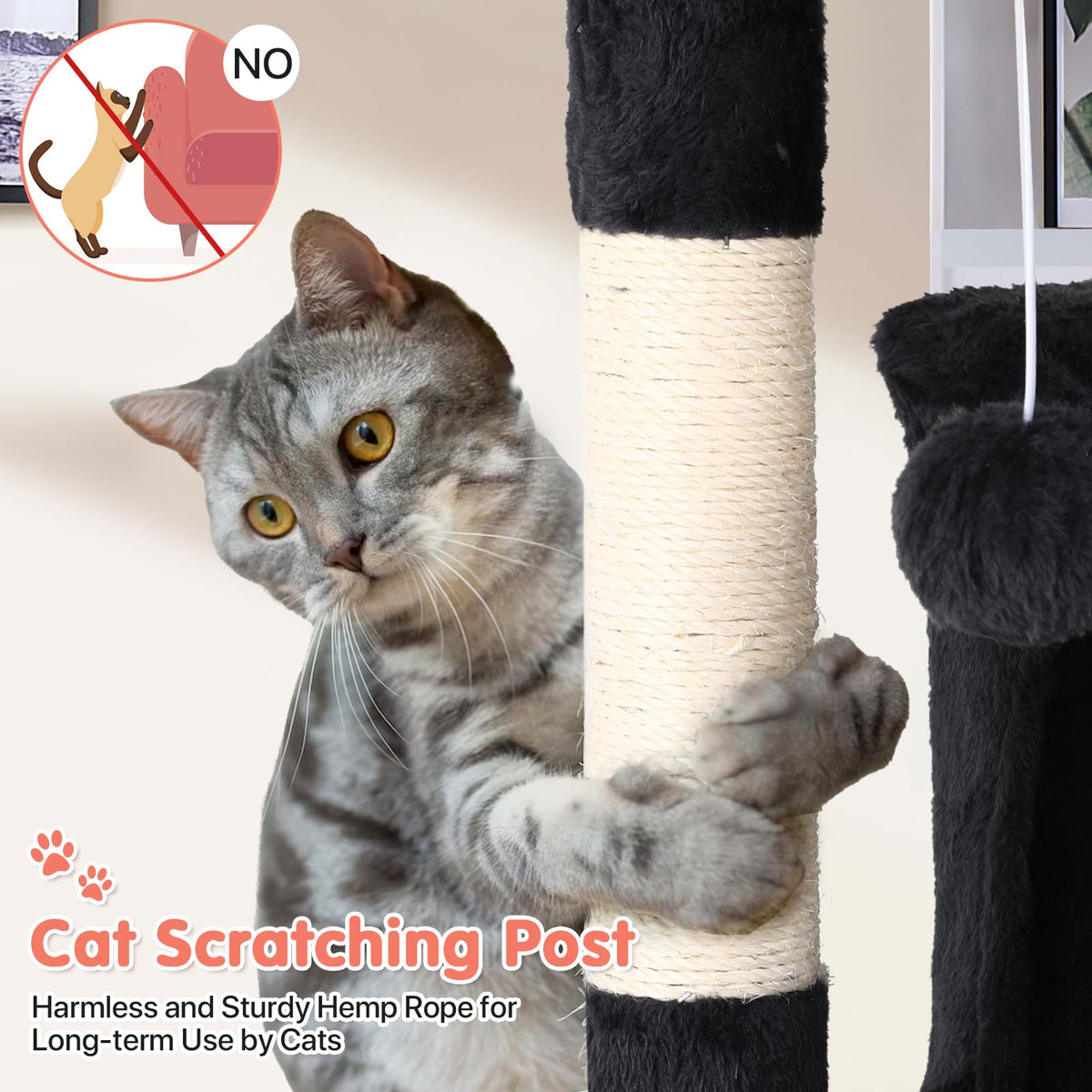 Dark Grey Multi-Level Cat Tree with Scratching Post Q3220