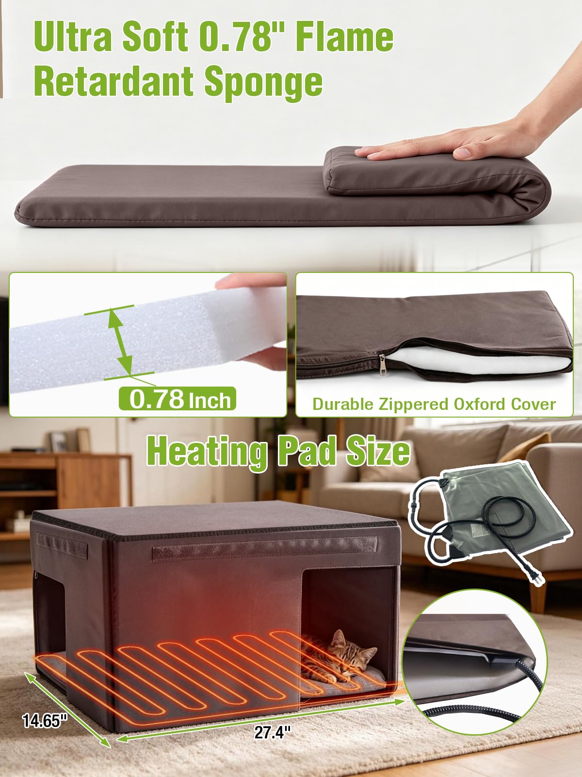 6-Sides Insulated Outdoor Heated Cat House T332