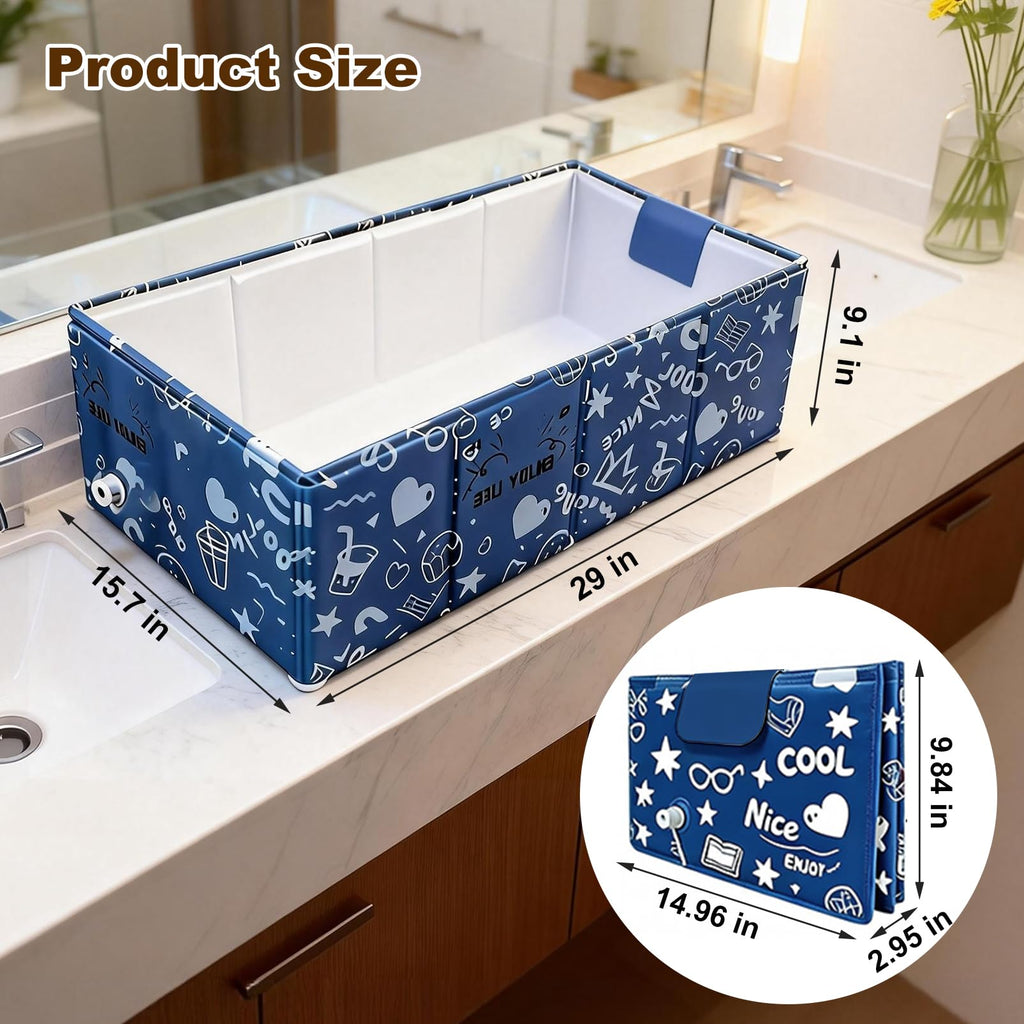 Foldable Dog Bathtub for Small to Medium Dogs & Cats, Blue W9847