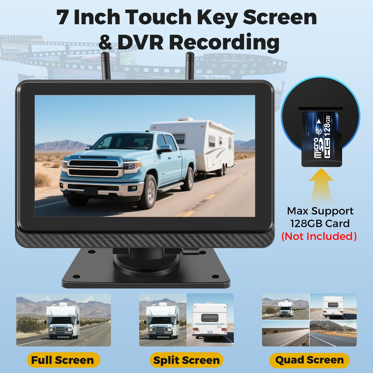 Wireless Backup Camera with 7" Monitor and 1080P Camera O599