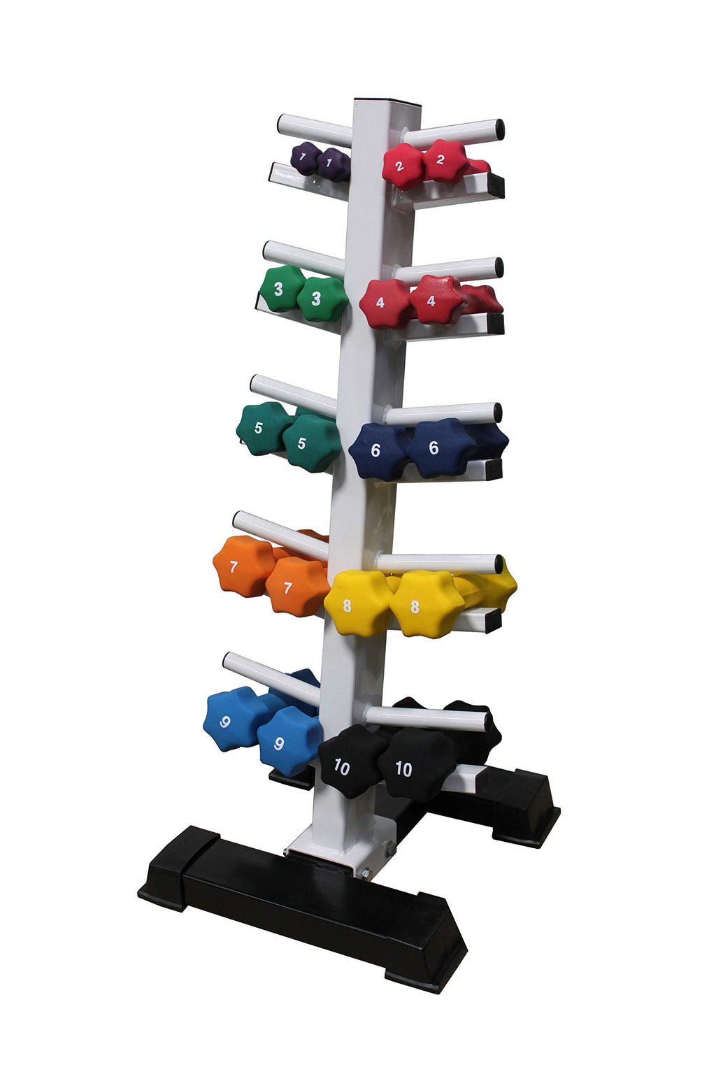 Neoprene Dumbbell Set with White Vertical Dumbbell Rack F460
