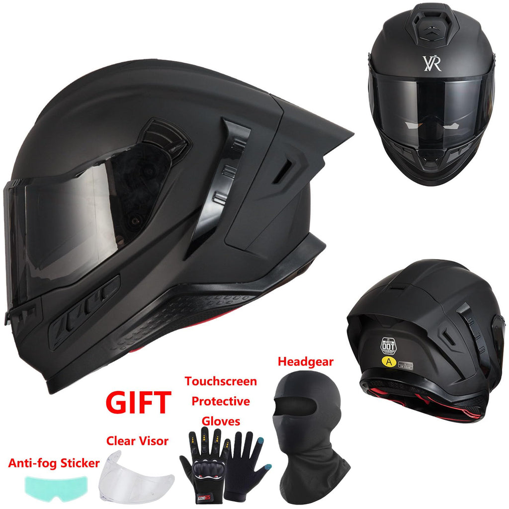 Full Face Motorcycle Helmet DOT Dual Sun Visor H8374