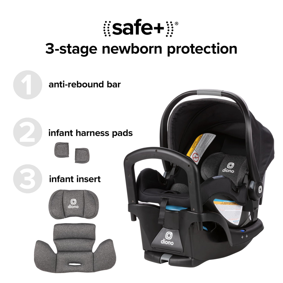Infant Car Seat and Base, Rear-Facing 4-30lbs, Black T632