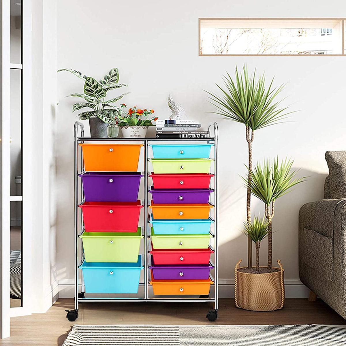 15 Drawer Rolling Plastic Storage Organizer Cart M846400