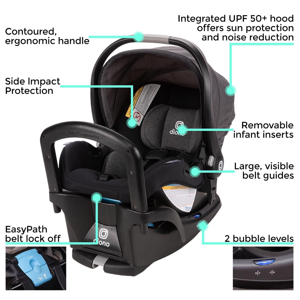 Infant Car Seat and Base, Rear-Facing 4-30lbs, Black T632