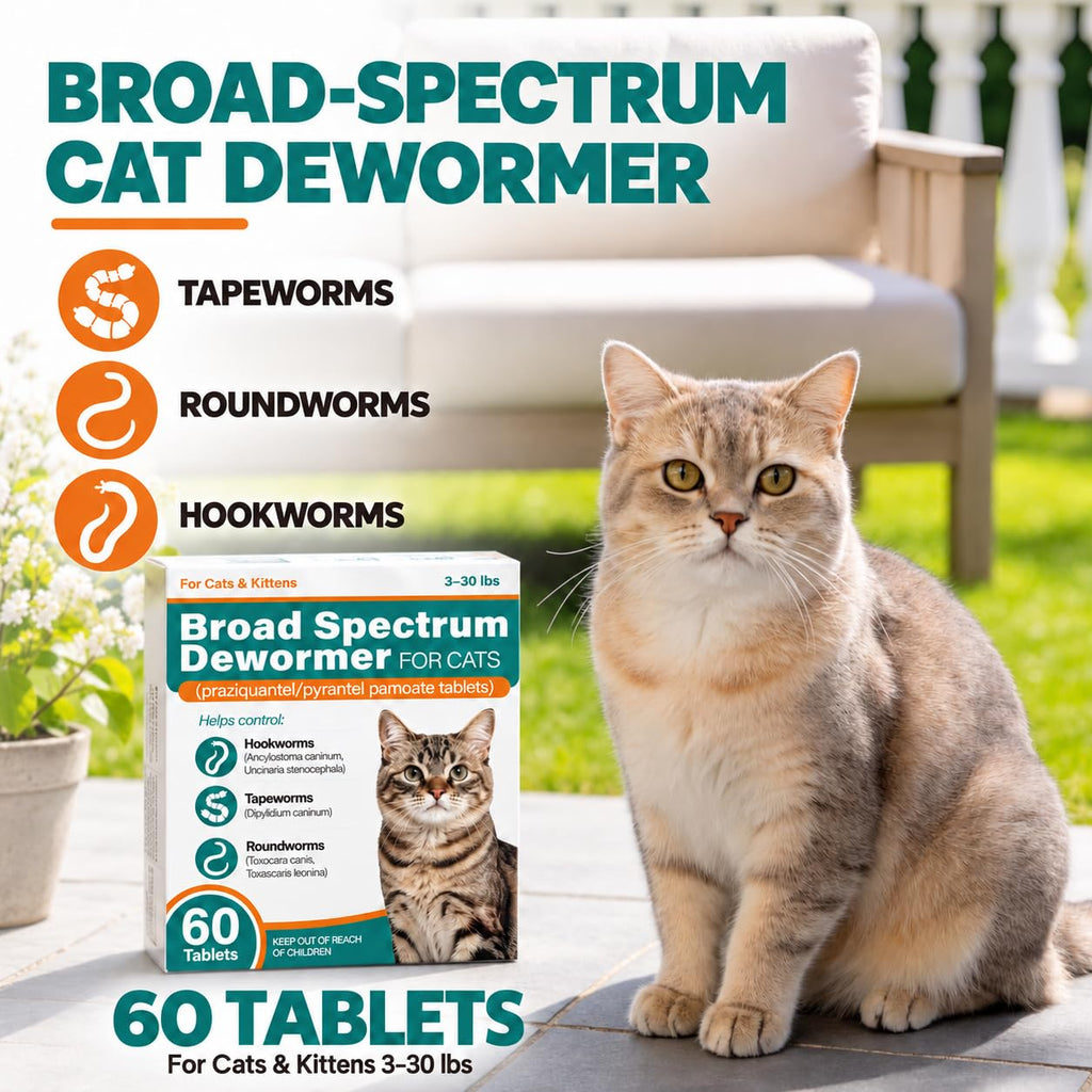 Broad Spectrum Cat Dewormer Tablets 60 Count S438290