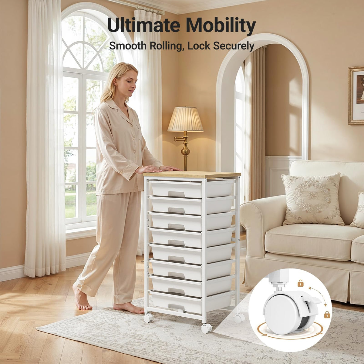 Rolling Cart with 8 Drawers A63673