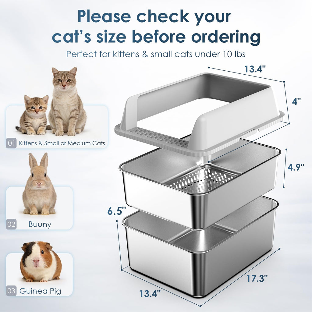 Enclosed Stainless Steel Sifting Litter Box E44171