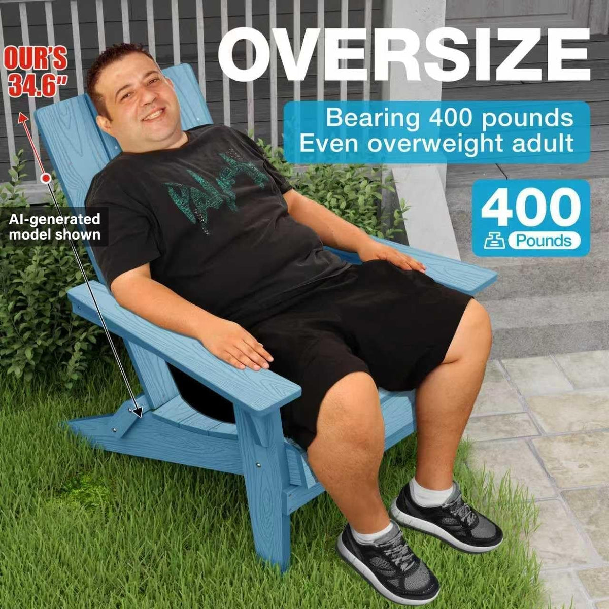 Oversize Folding Plastic Adirondack Chairs Set of 2 J372691