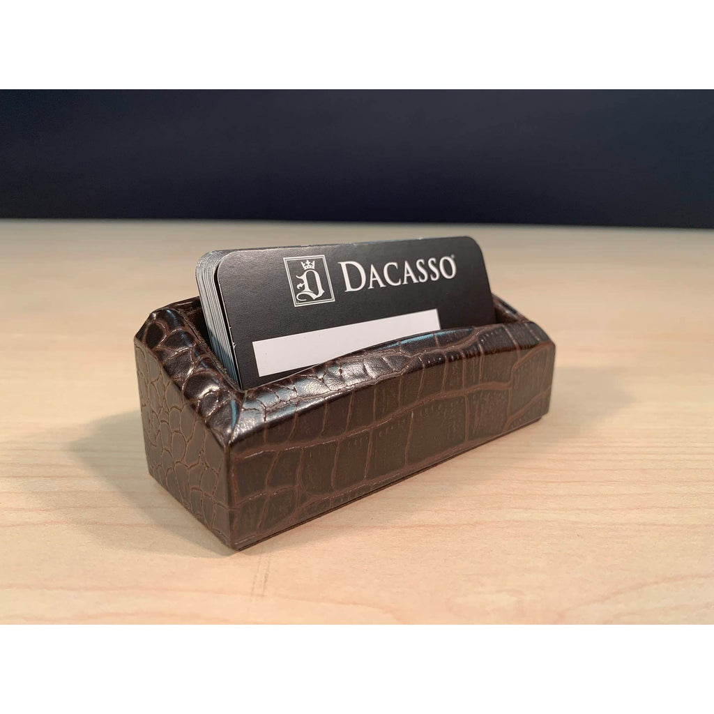 Brown Crocodile Embossed Leather Desk Set F26699