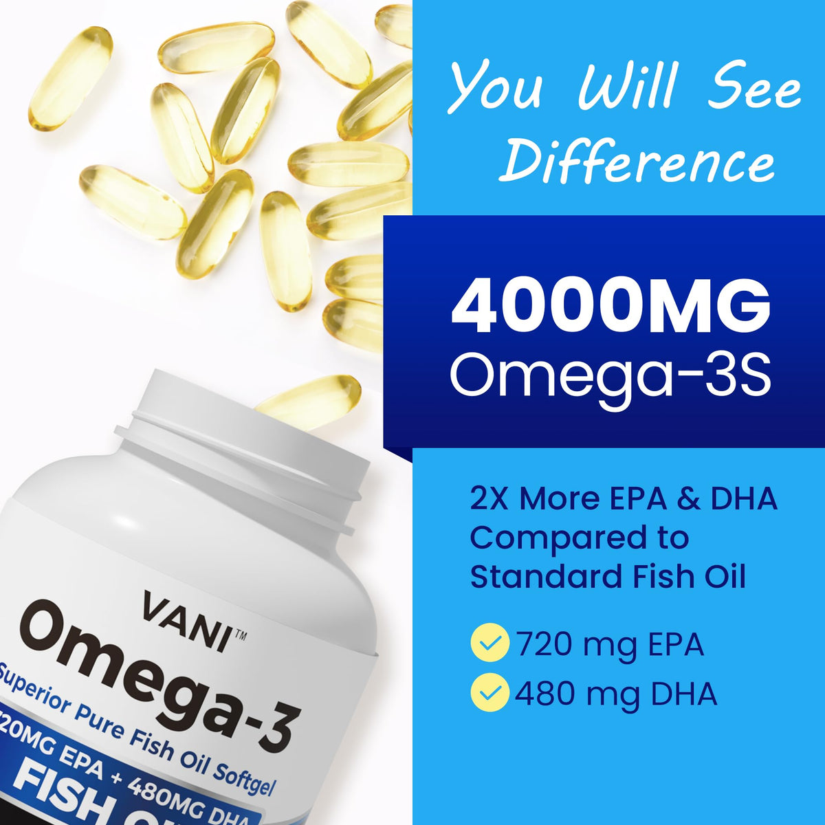 Omega 3 Fish Oil 4000mg 120 Softgels EPA DHA S36710