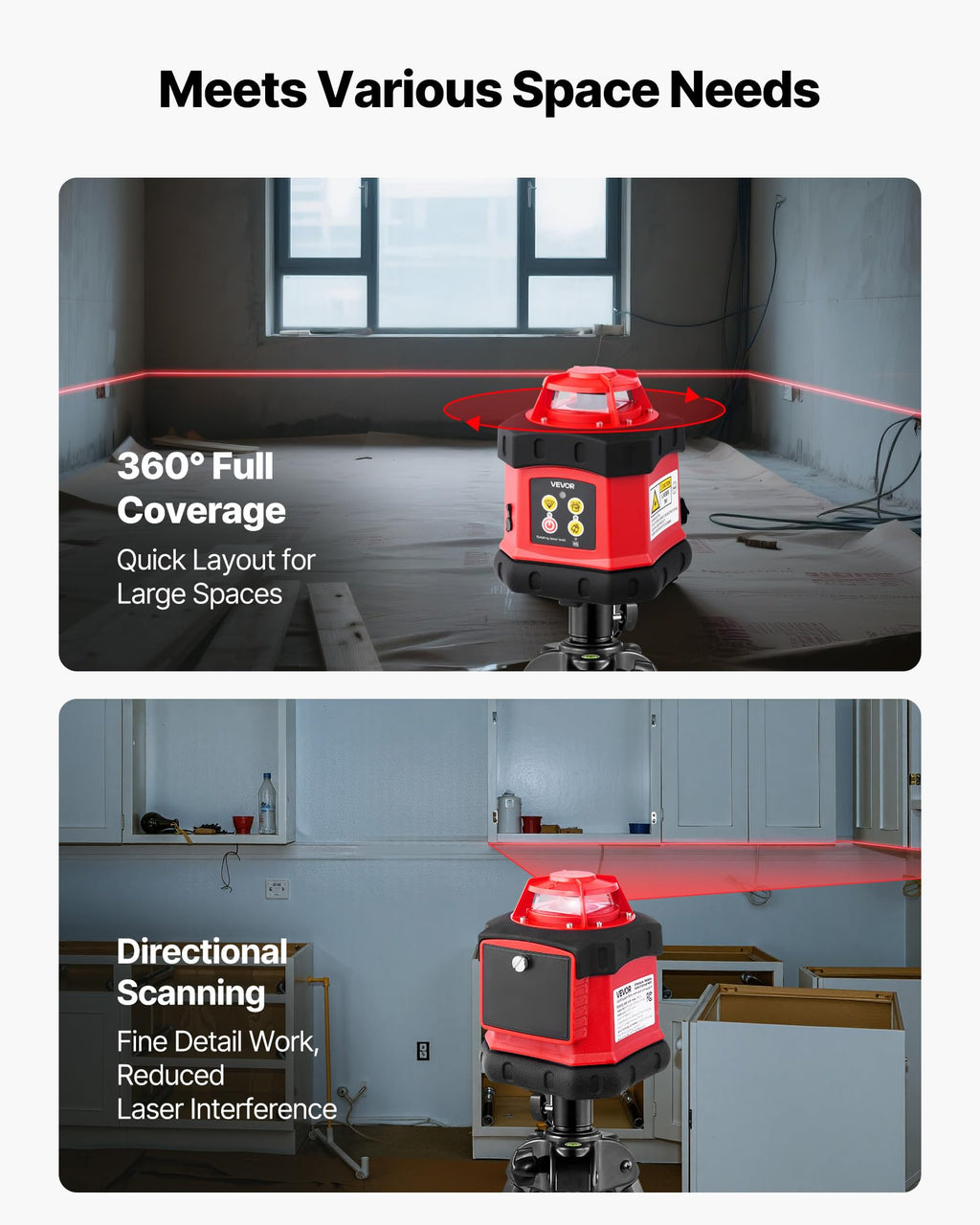 360-Degree Self Leveling Rotary Laser Level Kit with Tripod W9116