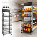 5 Tier Metal Candy Display Rack with Wheels & 15 Hooks D160641
