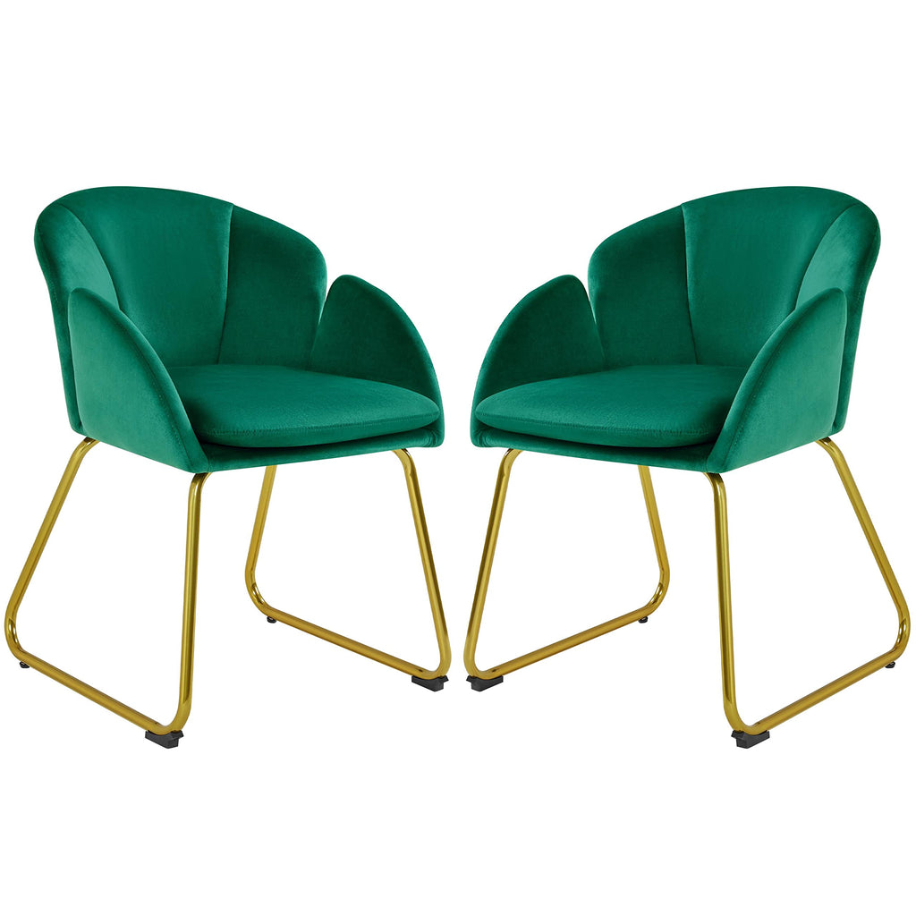 Green Flower Shape Accent Chairs Set of 2 D700