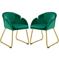 Green Flower Shape Accent Chairs Set of 2 D700