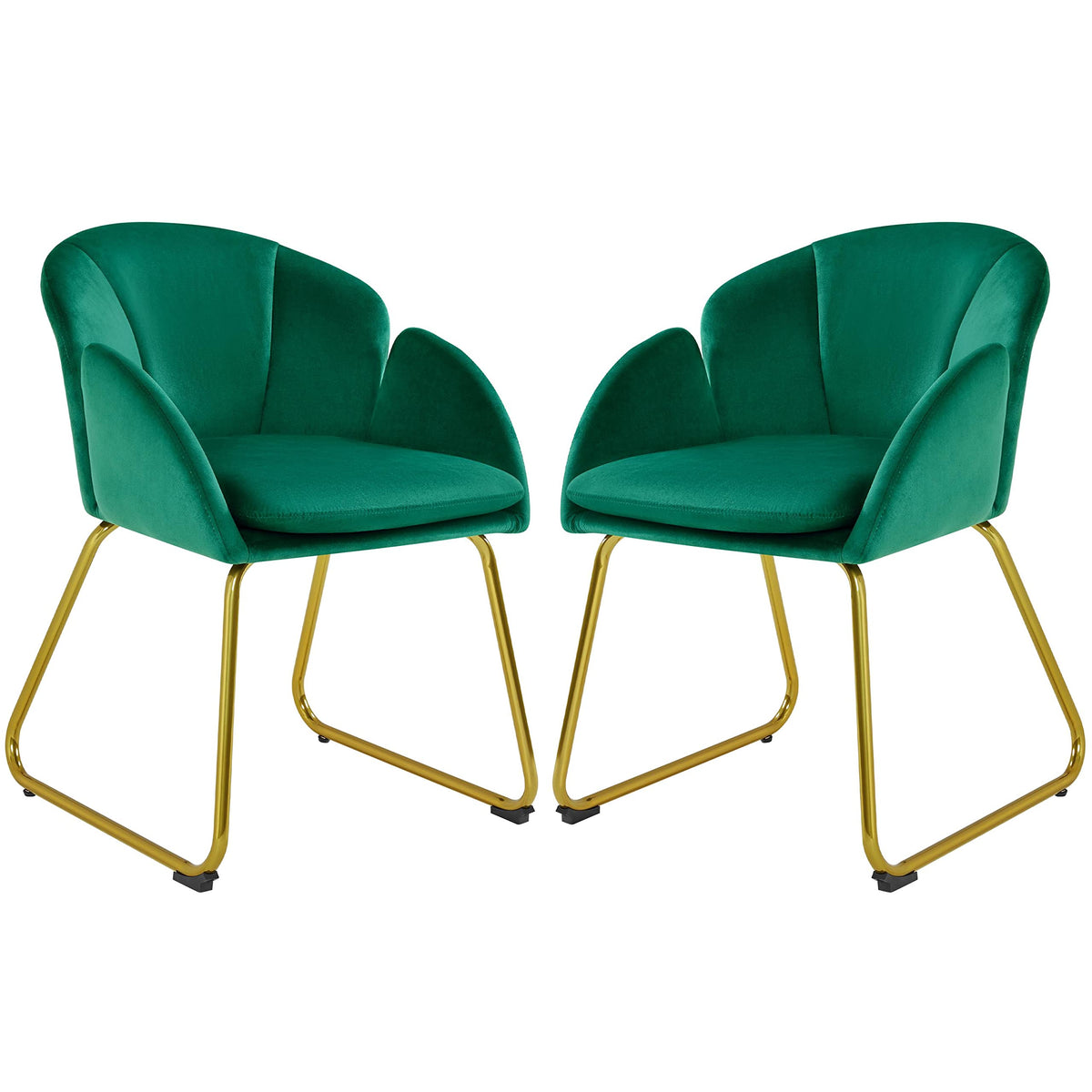 Green Flower Shape Accent Chairs Set of 2 D700