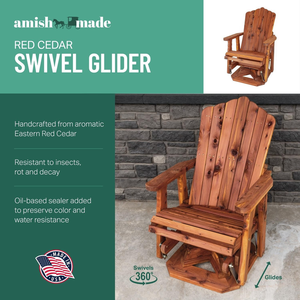 Cedar Adirondack Swivel Glider Outdoor Patio Chair A48947