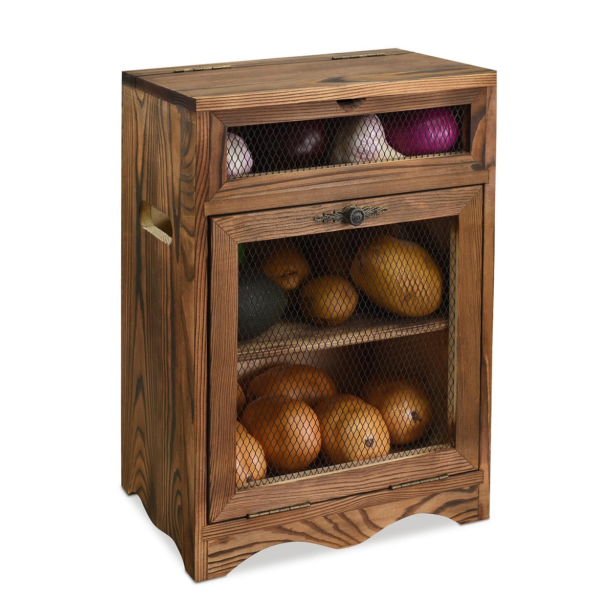 Wood Countertop Potato and Onion Storage Cabinet Y131269